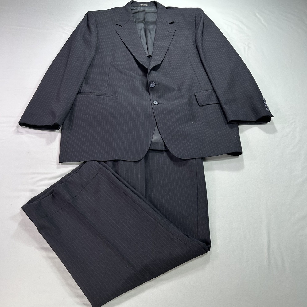 Christian Brooks Suit Mens 44L Pinstripe Wool Blend Blazer Pants 42x26